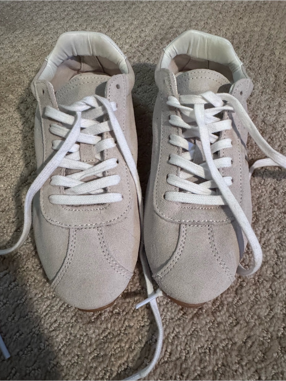 Dolce Vita Beige Suede Sneakers with White Laces